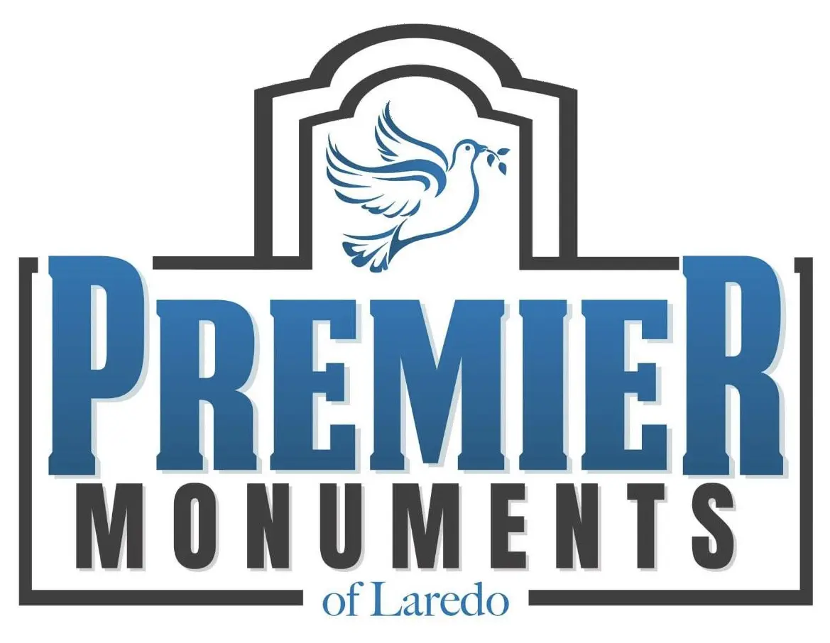 A logo of premier monuments of laredo